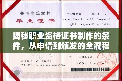 涵江揭秘职业资格证书制作的条件，从申请到颁发的全流程解析